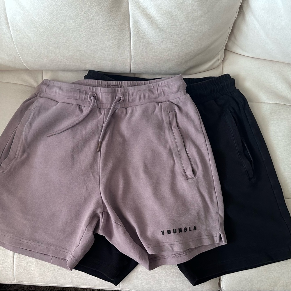 YoungLA Men's large Black and Purple Shorts